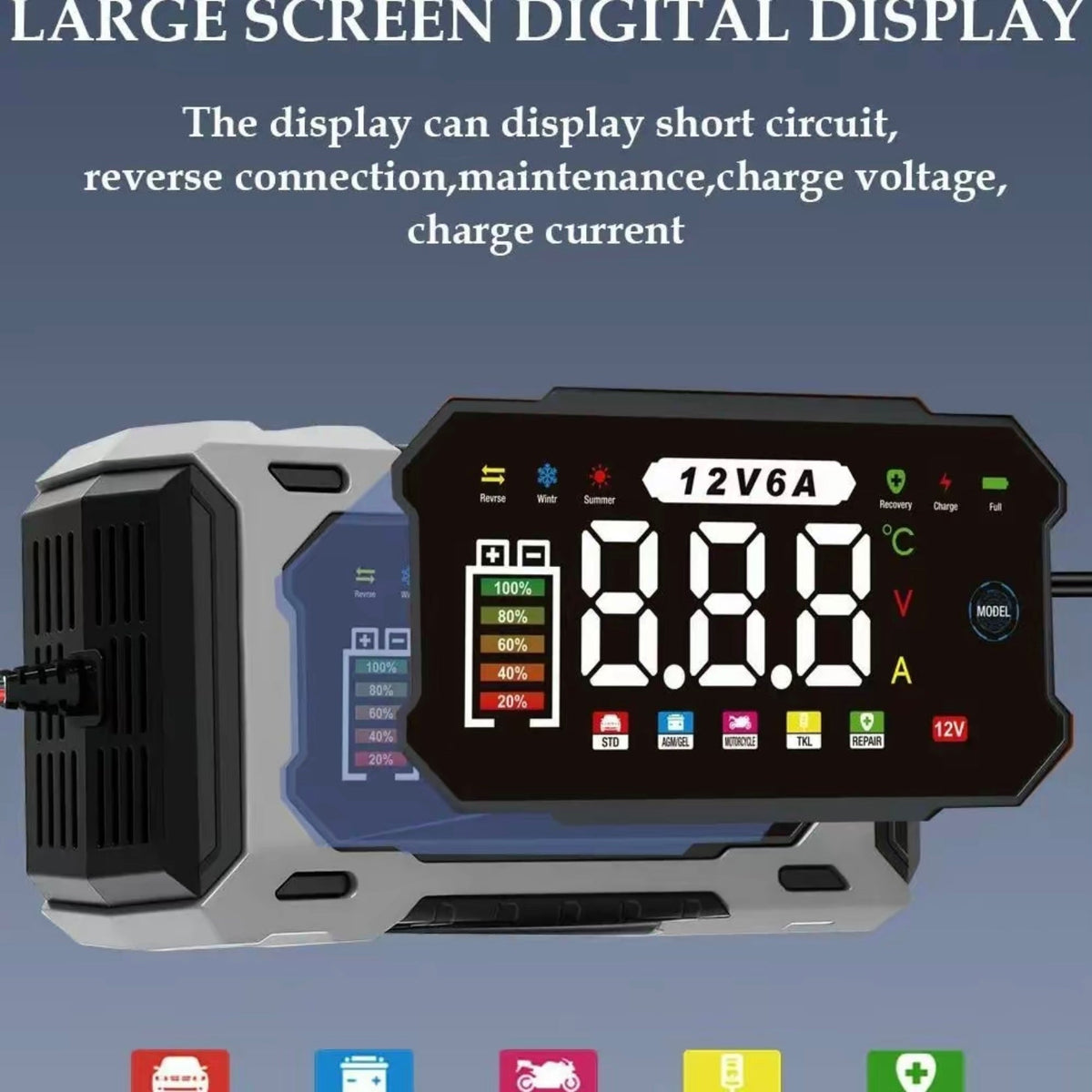 12V6A Smart Battery Charger