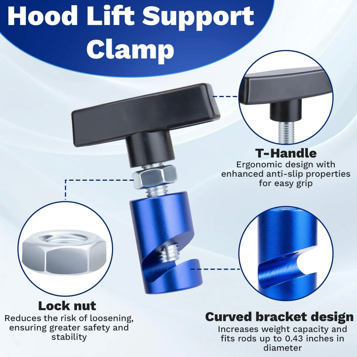 2 PCS Car hood Prop Struts Clamp