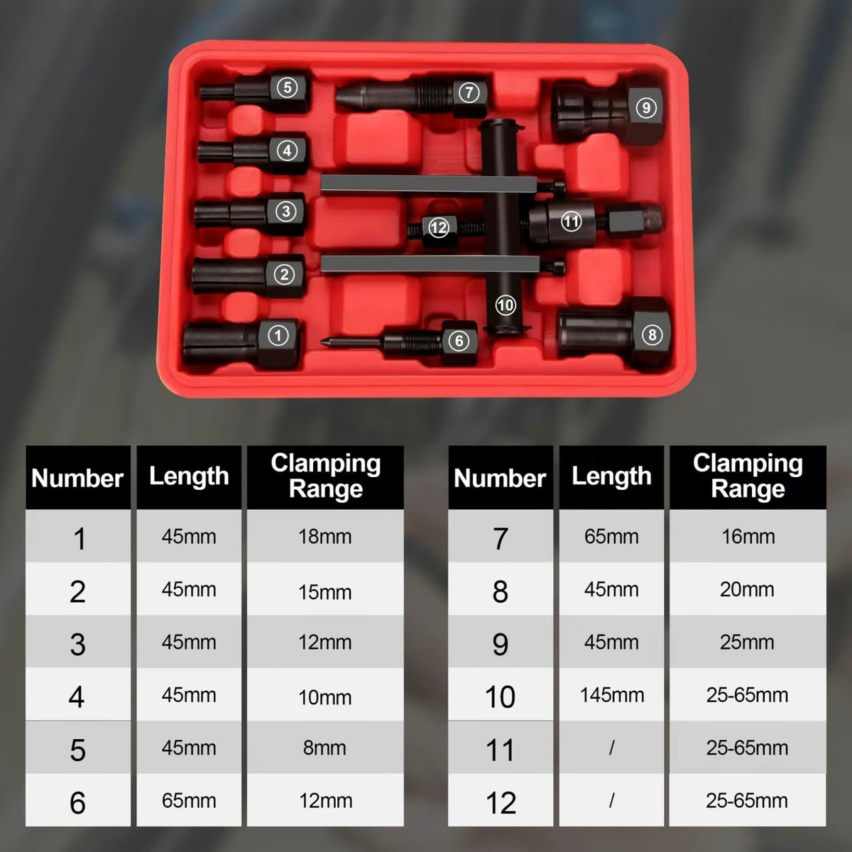 10 Pcs Motorcycle Inner Bearing Puller Set