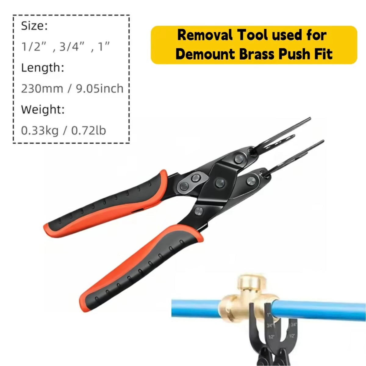 Hardware Disconnect Tong-3-Size Teeth Fit for 1/2in,3/4in,1in Brass Push Fit Push to Connect Fittings