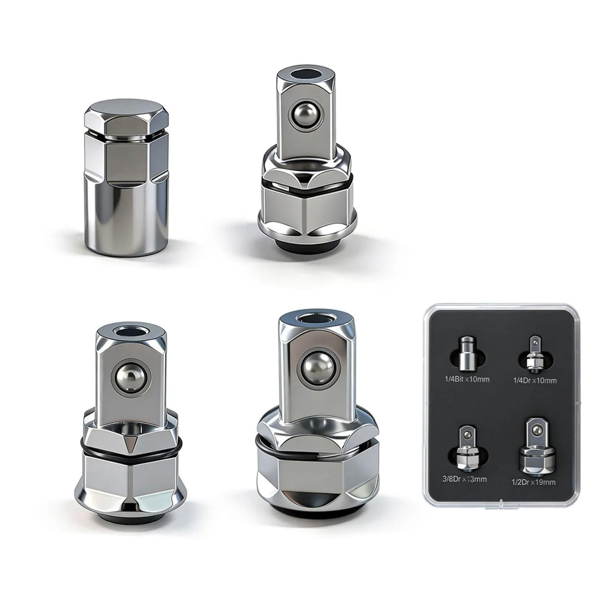 4PCS Square Drive Adapter Set – 1/2", 1/4", 3/8"