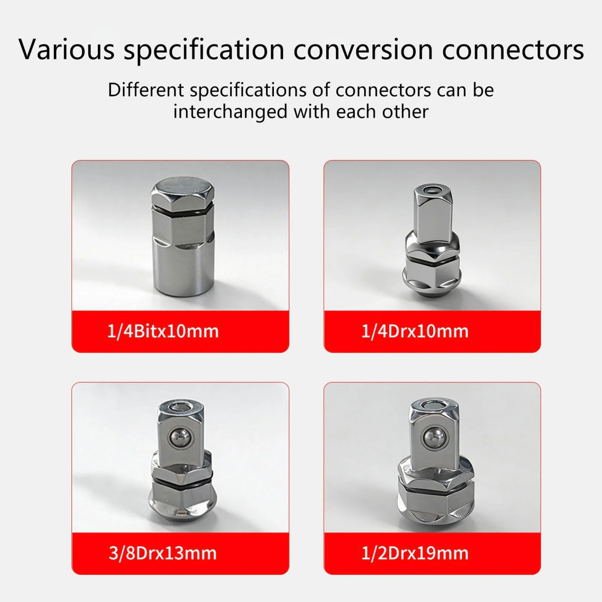 4PCS Square Drive Adapter Set – 1/2", 1/4", 3/8"