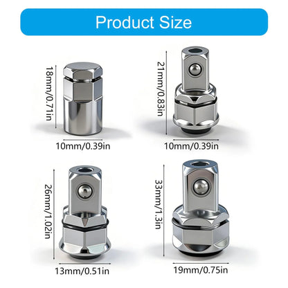 4PCS Square Drive Adapter Set – 1/2", 1/4", 3/8"