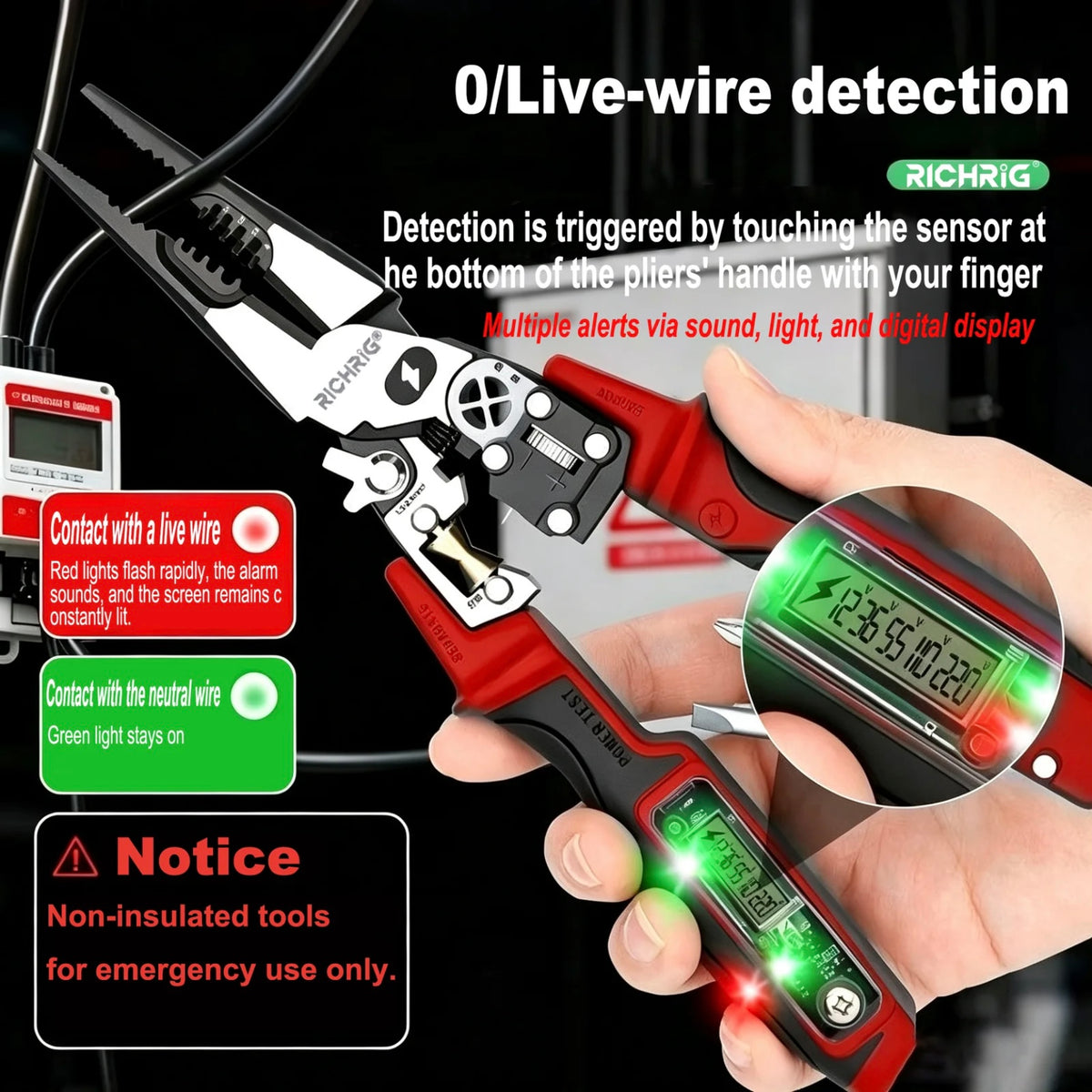 All In One Electrician Pliers With Digital Display And Voltage Tester