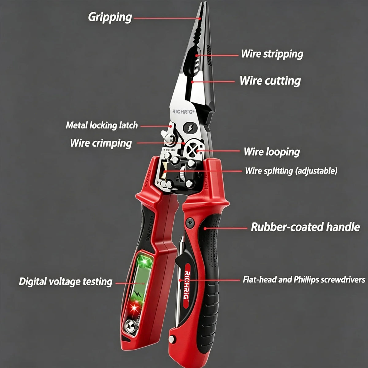 All In One Electrician Pliers With Digital Display And Voltage Tester