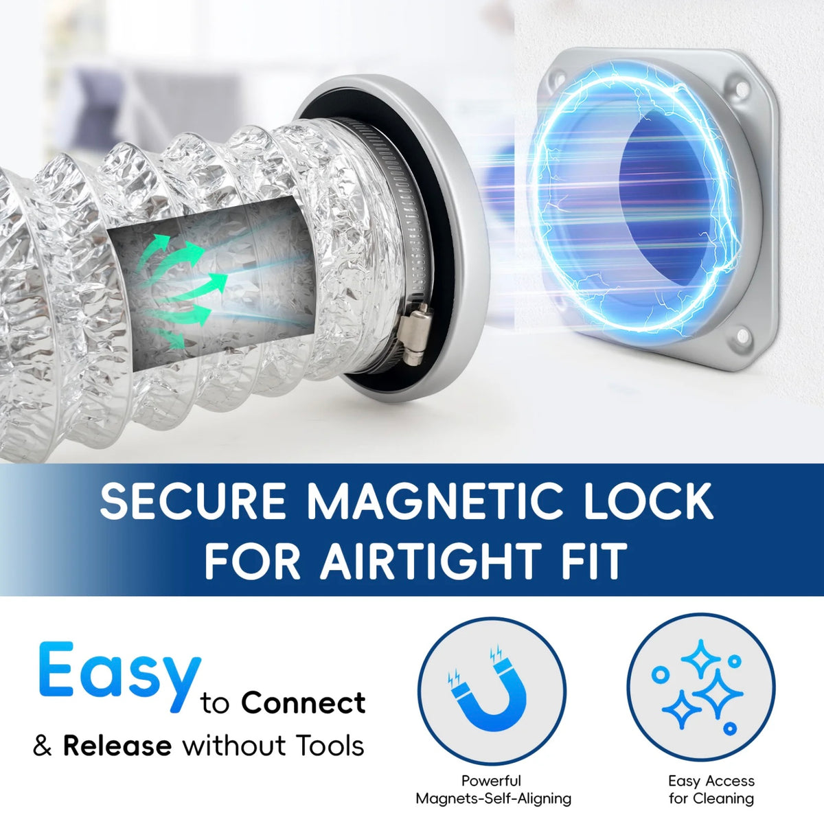 Magnetic Dryer Vent Connector Kit with Aluminum Foil Flexible Vent Hose