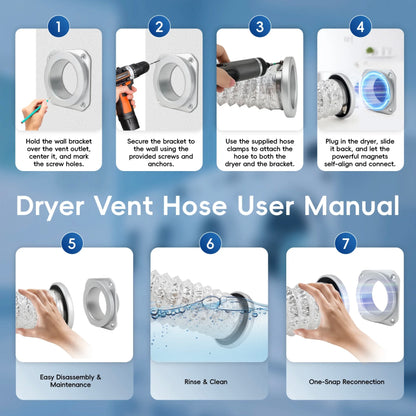 Magnetic Dryer Vent Connector Kit with Aluminum Foil Flexible Vent Hose