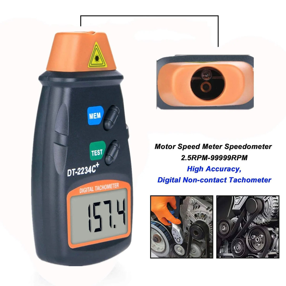 Digital tachometer handheld Non Contact Laser RPM Meter with Grip