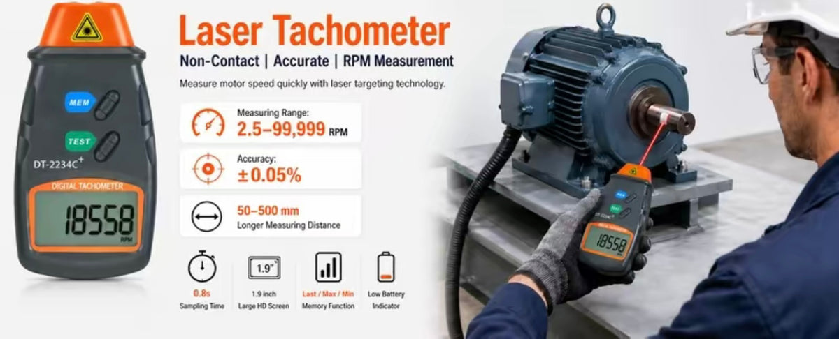 Digital tachometer handheld Non Contact Laser RPM Meter with Grip