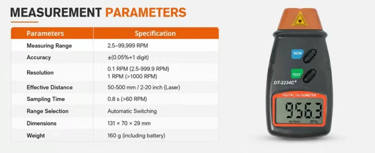 Digital tachometer handheld Non Contact Laser RPM Meter with Grip