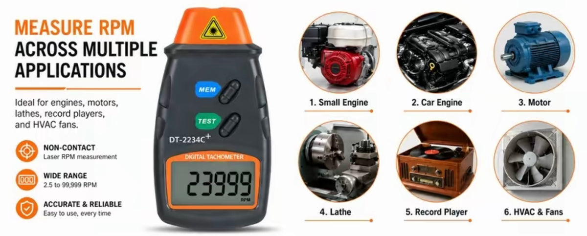 Digital tachometer handheld Non Contact Laser RPM Meter with Grip