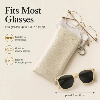 Soft PU Leather Sunglasses Pouch Elastic Opening Eyeglasses Bag