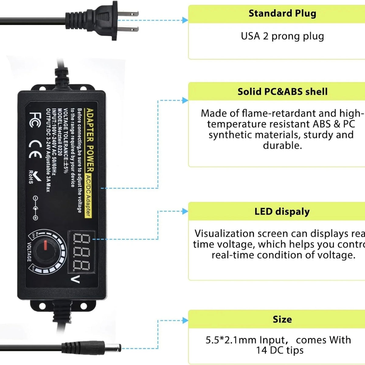 Adjustable Universal Power Supply 3V-24V 3A Max (72W)