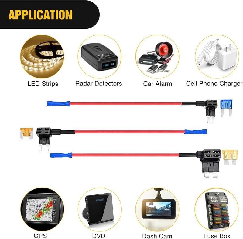 🔥50040R 12V Car Add-a-Circuit Fuse Adapter with Standard and Mini TAP Profile TAP Blade Fuse