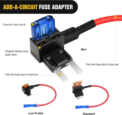 🔥50040R 12V Car Add-a-Circuit Fuse Adapter with Standard and Mini TAP Profile TAP Blade Fuse